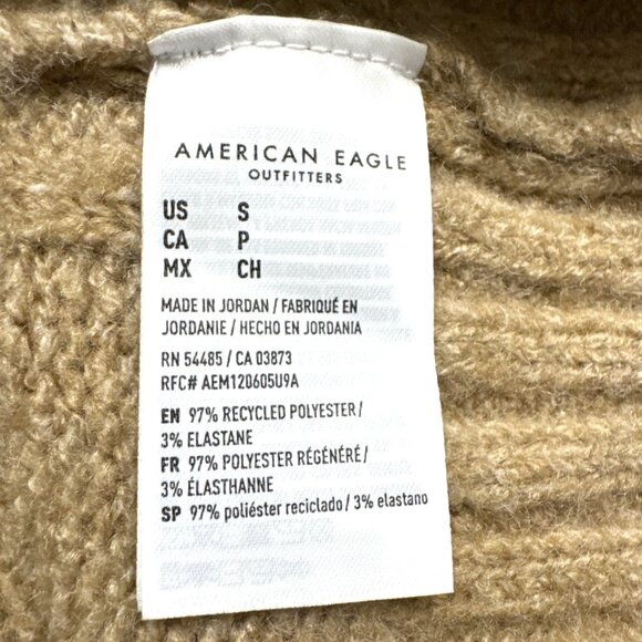 AMERICAN EAGLE Chunky Oversized Taupe Sweater Size Small - Picture 4 of 5